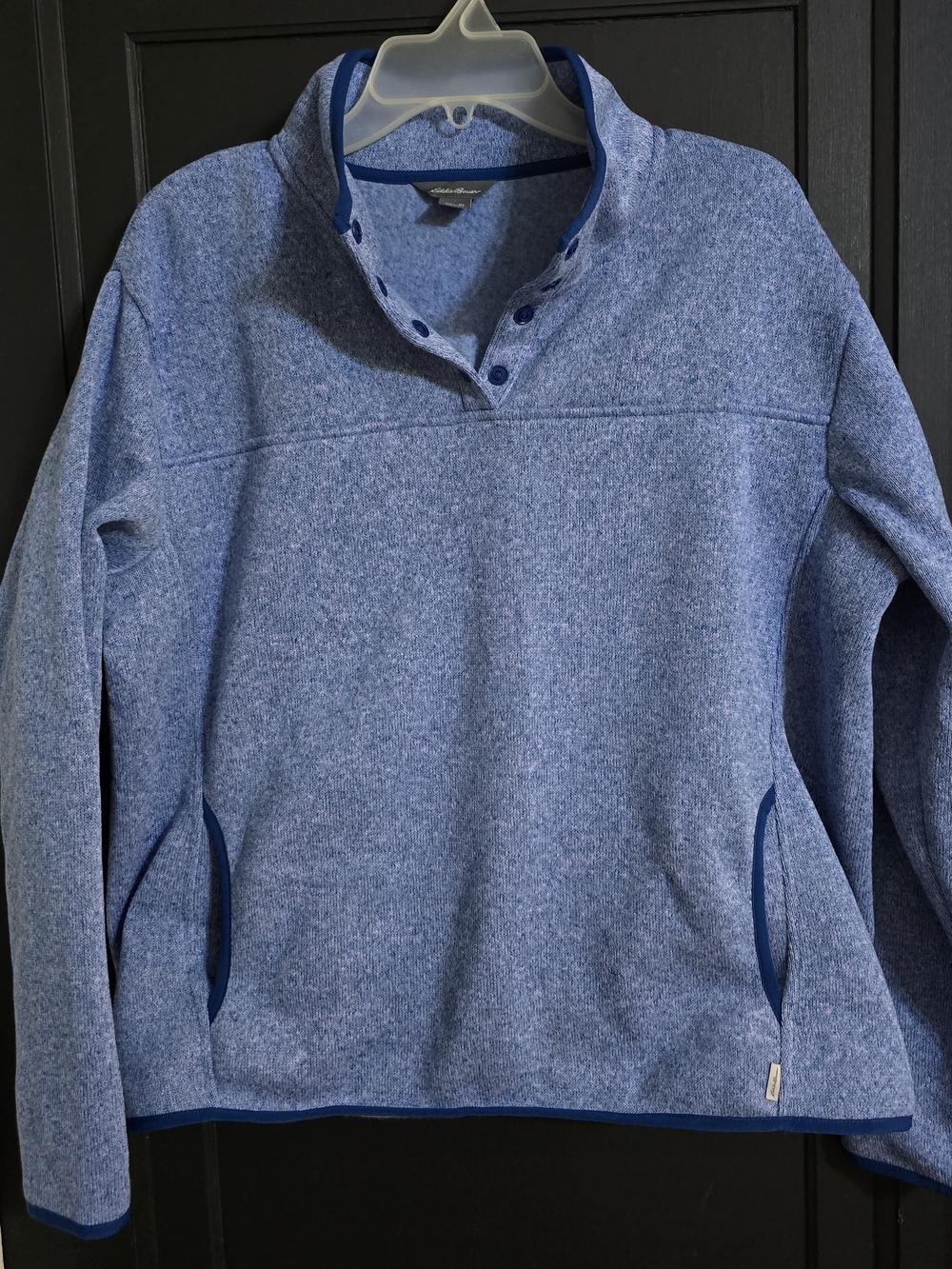 Eddie Bauer Women's Heather Blue Quarter-Snap Pullover Sweater